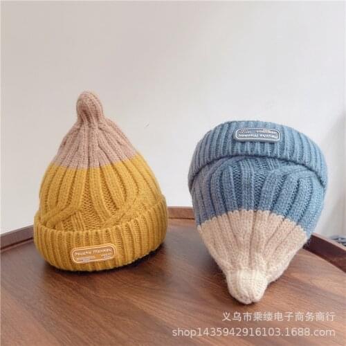 Korean Version of Autumn and Winter Baby Childrens Pointed Color Matching Pacifier Hat Boys and Girls Personality Hat Trend