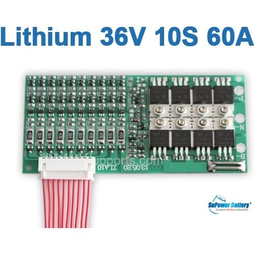 SuPower 10S 36V 37V 42V 60A Li-ion Lithium LiPo Battery BMS Management System Balance PCB IC Chip Protection Circuit Board