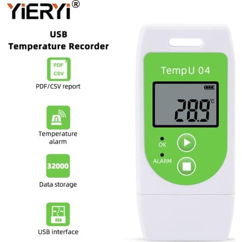 Yieryi Use Temperature Data Logger Disposable USB Temperature Recorder PDF Report Temperature Record Instrument