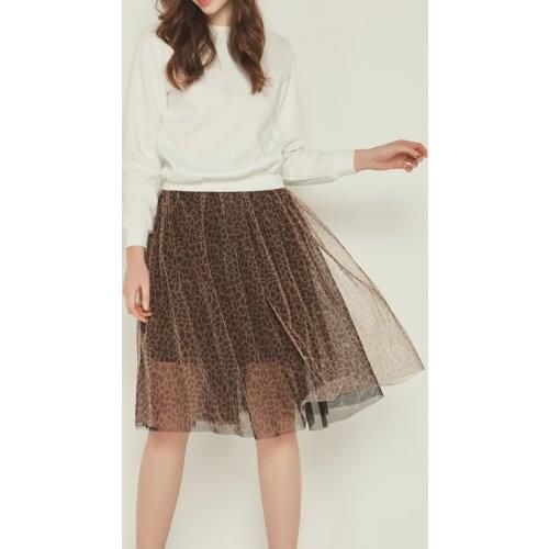 Kartoska 4 Layers 60cm Mid Waist Leopard sexy Mesh Skirt TuTu tulle Skirt Lace Princess Fairy Tale style dot and Knee Skirt