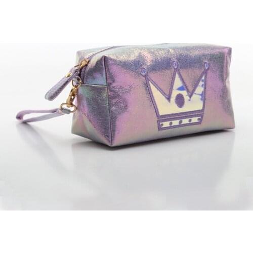 Ladies Cosmetic Bag Needle Embroidered Crown Pattern Wash Storage Bag Beauty Bag Makeup Multi-function Travel Zipper Handbag