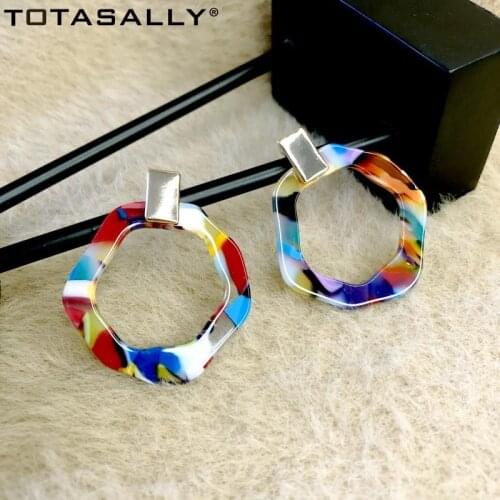F.J4Z Womens Statement Earrings Hot Resin Irregular Geometric Earring for Party Lady Anti-allergic Jewelry pendientes mujer