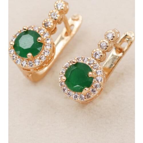 Women Luxury Hoop Earrings Round Zircon Gold Earrings Indian Jewelry Ethnic Bohemian Vocation Earrings For Lady OBS3718