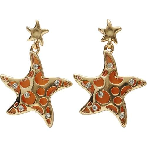 Yi wu Fashion Rhinestone angel earrings European style Popular Five star shape artistic women Stud earing E0001