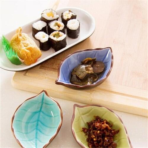 1pcs Creative Handcraft Leaves Ceramic Plates Japanese Sushi Dishes Snacks Kitchen Vinegar Seasoning Sauce China Dinnerware