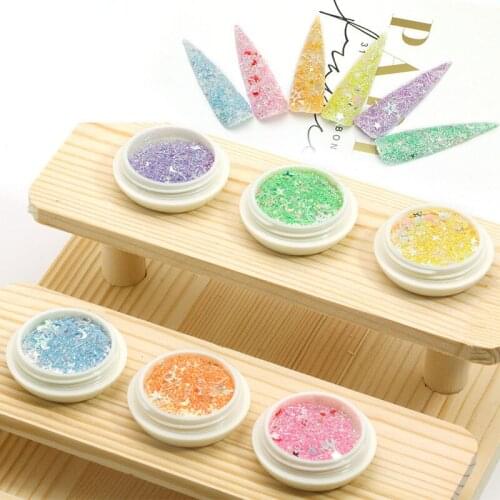 1Pcs Summer Hot Sparkle Mix Nail Glitter Powder Moon Star Iridescent Manicure Pieces Decals Polish Glitter Holo Flakes Powder