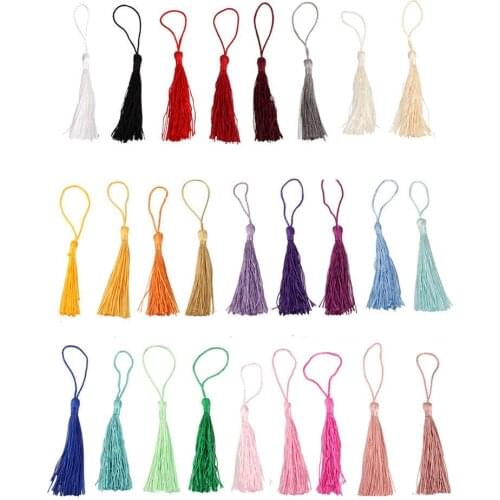 200PCS X 8CM Terylene Ice Silk Fringe Fabric Tassel Trim for Craft DIY Jewelry Making Bookmark Curtain Window Bags Decoration