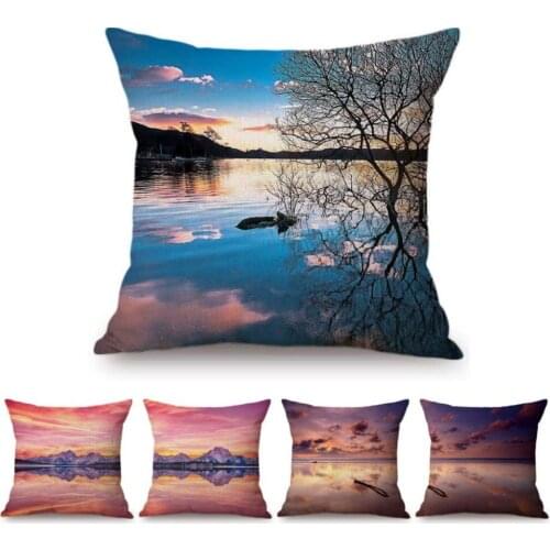 2018 Nature Scenery Home Decor Throw Pillow Gallery Art Collection Living Room Sofa Cushion Cover Outdoor Yard Bench Pillow Case