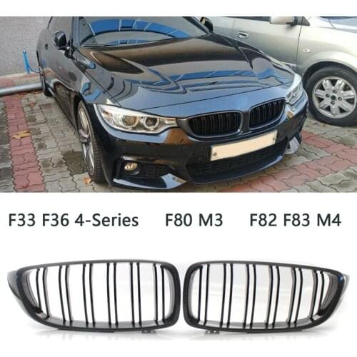 2X Carbon Front Bumper Grille Dual Line Grill for BMW F32/F33/F36 4-Series F80 M3 F82/F83 M4
