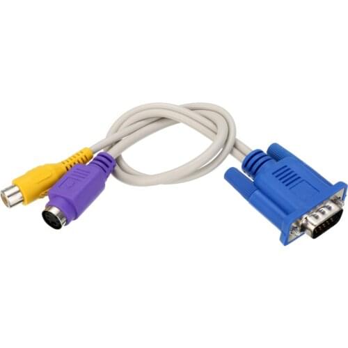 4PCS Portable 15-Pin VGA To RCA S-Video Converter Adapter Video Cable Suitable for PC