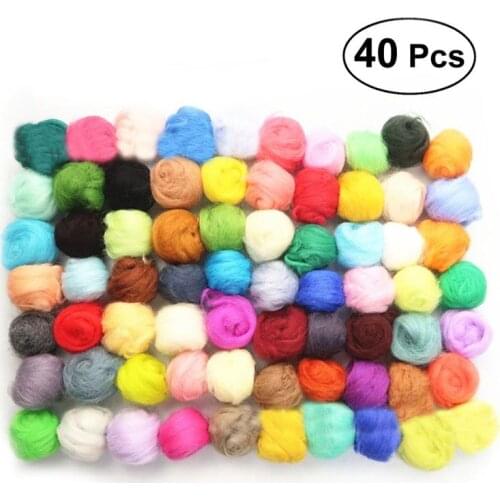 40 Colors 5g Merino Felting Wool Tops Colorful Soft Wool Fibre DIY Sewing Tools for Needle Felting and Wet Felting Spinning