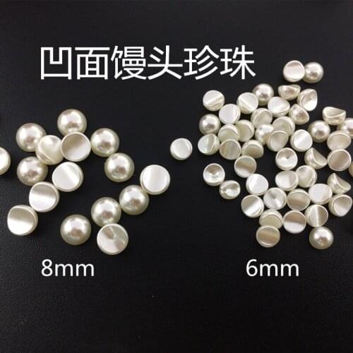 50pcs/pack Japan Korea Alloy Nail Art 3D 6mm 8mm Beige Concave Pearl Metal Accessories for Phototherapy Nail Sticker DIY