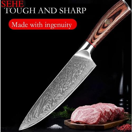 8 Inch Ironwood Handle Chef Knife Forged VG10 Damascus Steel Cleaver Kitchen Knives Gift Box Cutting Meat Slicing Chef Knives