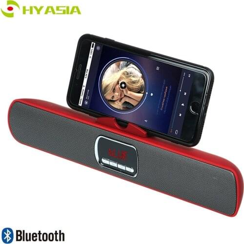 HYASIA LED Wireless Soundbar Bluetooth Speaker column Stereo FM Radio Portable Sound Bar TF USB Handsfree Mobile Phone Holder