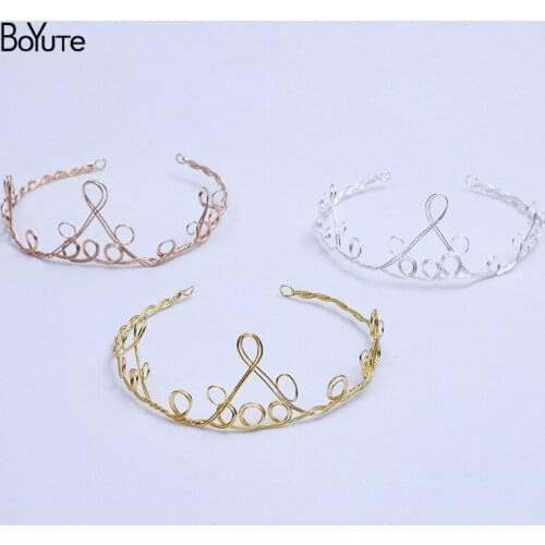 BoYuTe (2 Pieces/Lot) Metal Brass Handmade Headband Crown Tiara Base Bride Wedding Hair Accessories Diy Jewelry Materials