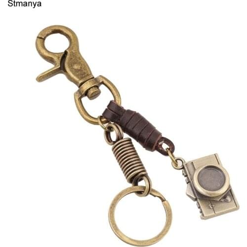Mini Camera Keyring Punk Style Pure hand - Woven leather rope Key Chain men women couple keychain alloy Key Ring Jewelrys 17371