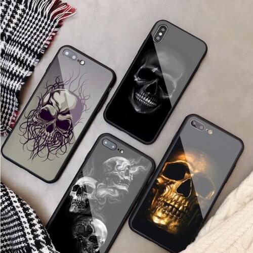 Horror Skull Tempered Glass Phone Case For iphone 12 11 Pro Max 5 6 7 8 X XS XR XSMax Shell 12Pro Max Cover Shell