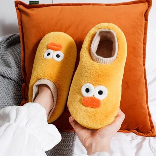 Home Slippers for Men Winter Furry Plush Shoes Women Funny Slippers Cartoon Warm Cotton Shoes Non-slip Indoor Bedroom Sliders