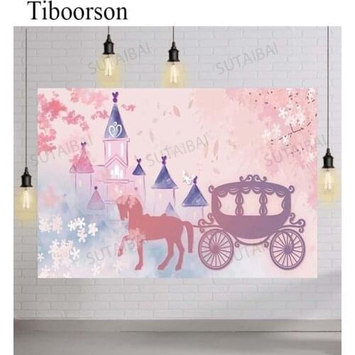Baby Child Birthday Party Backdrops Castle Carriage Background Photographic Decor Props Photography for Photo Studio Photocall