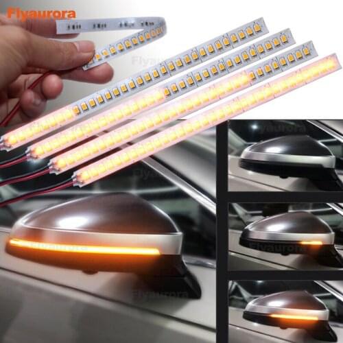 2PC Car Rearview Mirror Indicator Lamp Streamer Strip Water Flowing Turn Signal Lamp Amber LED Car Light Source 28 led Flyaurora
