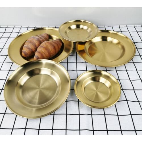 Stainless Steel Round Creative Plate Tableware Western Food Plate Pasta Plate Steak Plate Dessert Plate Straw Hat UFO Plate