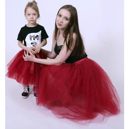 Summer 5 layer 65cm Fashion Midi Mesh Fluffy Soft Tulle Tutu Skirt Pettiskirt 26 colors Skirt Mother Daughter Skirts