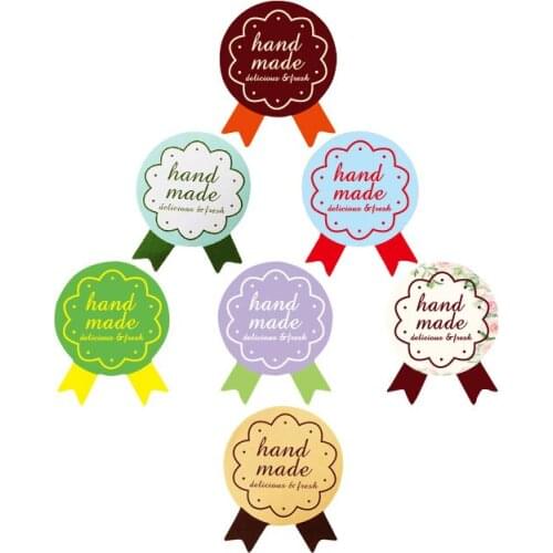 750pcs/lot Hand Made Medal Paper Seal Sticker Self-adhesive Package Label For Handmade Baking Products Wholesale