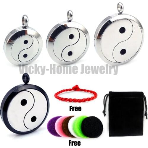 Ying Yang Aromatherapy Stainless Steel Essential Oils Diffuser Jewelry Locket with Diffuser Pads