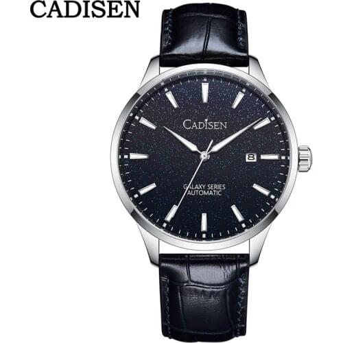 CADISEN 2021 Mens Watches Mechanical Automatic Watch For Men Miyota 8215 Sport Leather Business 10Bar Waterproof Reloj Hombre