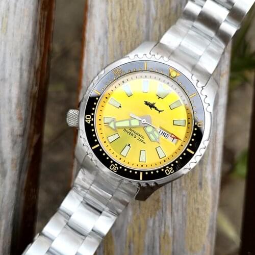 HEIMDALLR Mens Diving Watch Sapphire Crystal 200m Waterproof Japan NH36A Mechanical wristwatch Luminous Puffer Fish Watch