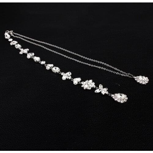 New Fashion Silver Color Long Chain Necklace Flower Pendant Necklace Back Chain Gift for Women Party Decor
