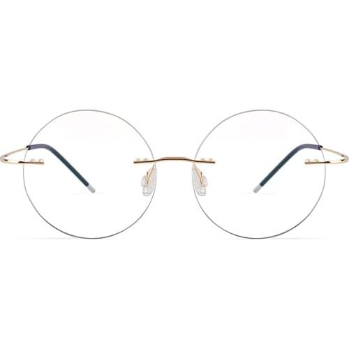 Titanium Mens Round Rimless Glasses Frame Women Transparent Eyeglasses Optical Myopia Business Clear Spectacle Frame Fashion