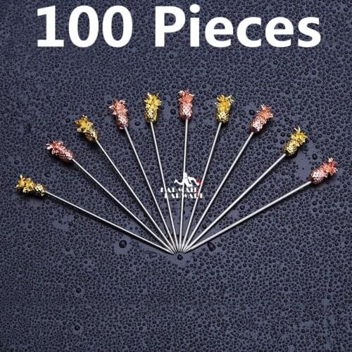 100pcs Length-11.5cm Fruit Cocktail Pick Stick Stainless Steel Bar Tools Drink Stirring Sticks Martini Pick Party Accessories