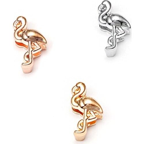 Flamingo Slide Charms fit on Stainless Steel Keeper Mesh Bracelet DIY Women Jewelry 5pcs/lot