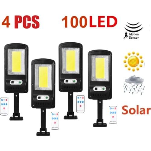 Remote 1-4pcs 48-128 LEDs Outdoor Waterproof Solar Garden light Lawn lamp PIR Motion Sensor Energy Saving Security Ga floodlight