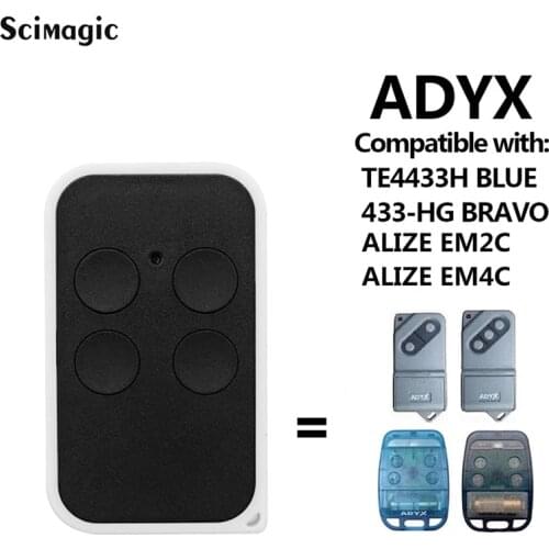 For Adyx TE433H Bleu Adyx 433-HG Bravo Télécommande Duplicateur 433.92MHz ADYX ALIZE EM2C ALIZE EM4C Garage Remote Control Clone