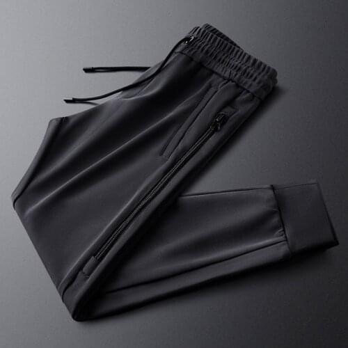 Grey Personalized Side Long Zipper Fashion Casual Sports Pants Mens Autumn Soft Knitted Sweatpants