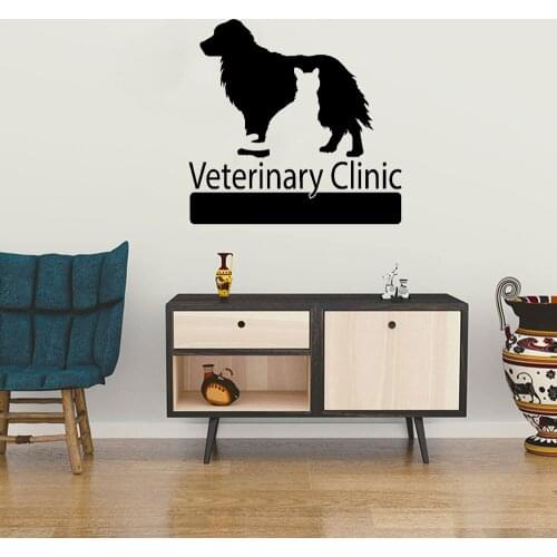 Pet Veterinary Services Sign Wall Stickers Grooming Salon Hospital Shop Pets Veterinary Clinic Vinyl Wall Decal DW11706