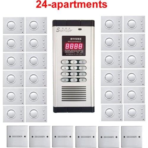Top Quality Security non-visual building intercom system for 24-apartments ,hand-free audio door phone ,PASSWORD unlock