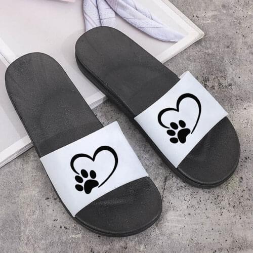 Shoes Women dog paw love pattern print Home Slippers Slides beach Sandals Non-slip Flip Flops Indoor Slipper Female shoes 2021