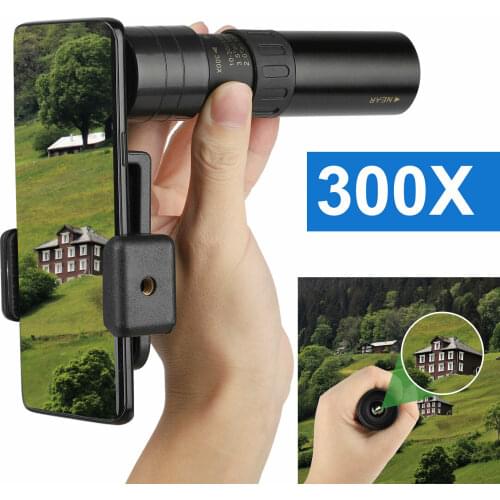 Mobile Phone Telescope Monocular Zoom Camera Lens for Hunting Fishing Travelling 10-300*40mm Monocular Telescope for Phone New