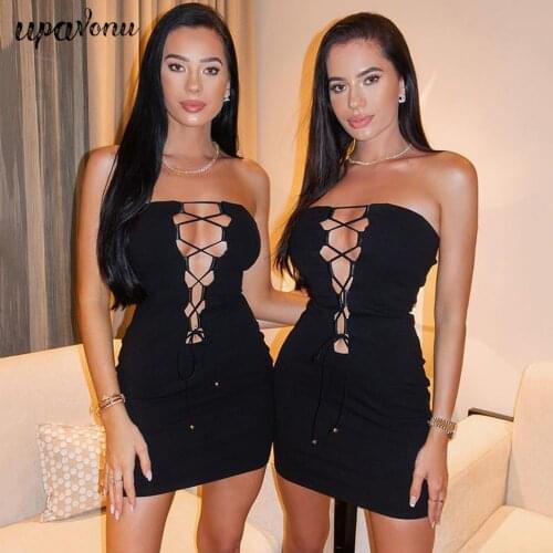 Free Shipping Sexy Hollow Bandage Dress 2021 Summer New Women Sleeveless Halter Bodycon Mini Dress Celebrity Club Party Vestidos