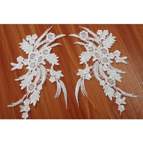 10 pairs off white guipure embroidered Lace applique pairs, bridal Lace Applique costume dance garment accessories