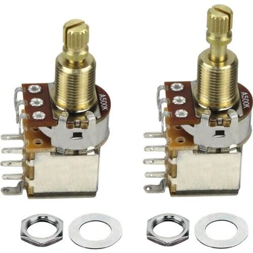 FLEOR 2PCS Push Push Guitar Potentiometer A500K Audio Taper Long Shaft Potentiometer Pot Switch Tone Control