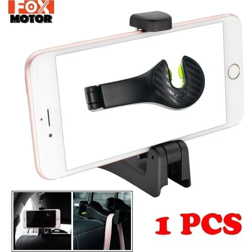2 In 1 Headrest Hook & Phone Holder Universal Auto Car Headrest Seat Back Hook Hanger Cell Phone Holder Stand Clip Tool Bag