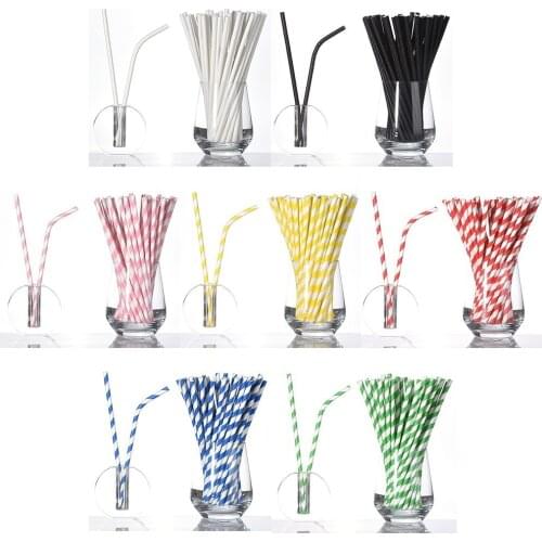 25pcs Black Disposable Degradable Bendable Paper Drinking Straw eco-friendly Birthday Family Party Event Supplies Drink Straws