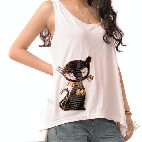 3 Piece / lot black cat patch sequins embroidered patches stickers clothes accessories T-shirt sweater decorated patch