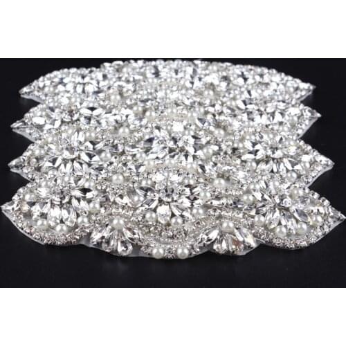 30pcs/lot)Fashion Handmade Hot Fix Bridal Beaded Crystal Rhinestone Appliques Patch For Girl Wedding Dress/Shoes/Hair