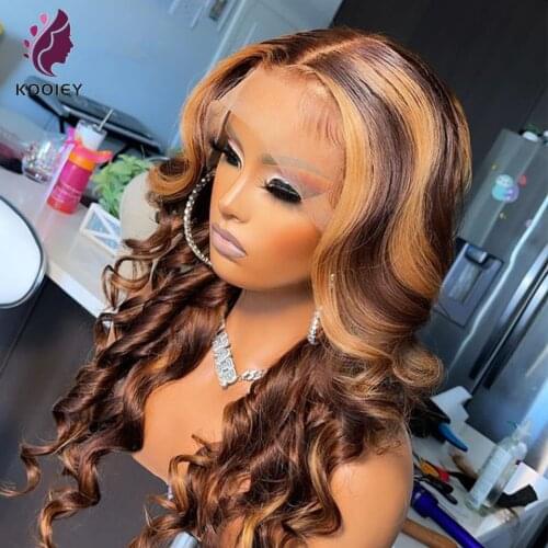 #4/30 Highlight HD Transparent Lace Front Human Hair Wigs For Women PrePlucked 13x4 Brazilian Body Lace Closure Wig 150 Density