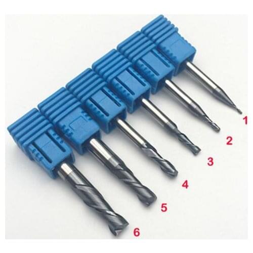 6PCS 1 2 3 4 5 6 HRC55 TUNGSTEN STEEL CARBIDE ENDMILL MILLING CUTTER LATH TOOLS